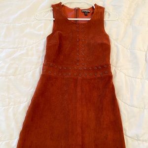 Express rust orange suede a line dress petite